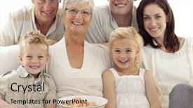  Presentation with television watching - Audience pleasing presentation theme consisting of portrait of family watching television and eating chips at home backdrop and a mint green colored foreground