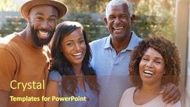  Presentation with grown - Beautiful presentation design featuring portrait-of-family-with-adult backdrop and a tawny brown colored foreground