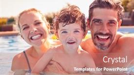  Presentation with swimming pool - Audience pleasing theme consisting of portrait-of-family-with-young backdrop and a coral colored foreground