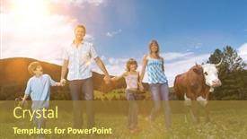 Presentation with farming - Cool new presentation theme with portrait-of-farming-family backdrop and a gold colored foreground