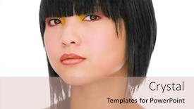  Presentation with funky - Presentation design enhanced with portrait-of-fashion-model background and a coral colored foreground