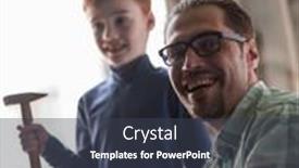  Presentation with father - Presentation design featuring portrait-of-father-and-son background and a tawny brown colored foreground