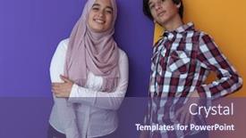  Presentation with teen - Theme having portrait-of-female-arab-teen background and a violet colored foreground