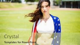  Presentation with wrapped flag - Slides consisting of portrait-of-female-athlete-wrapped background and a yellow colored foreground