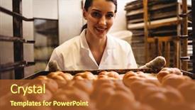  Presentation with female - Theme enhanced with portrait of female baker holding background and a red colored foreground