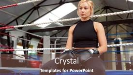 Presentation with boxing ring - Colorful theme enhanced with portrait-of-female-boxer backdrop and a tawny brown colored foreground