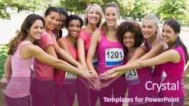  Presentation with runners - Slide deck consisting of portrait of female breast cancer background and a violet colored foreground