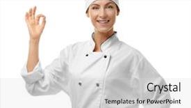  Presentation with chef - PPT theme enhanced with portrait of female chef isolated background and a light gray colored foreground