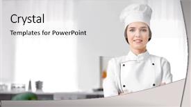  Presentation with cook chef - Beautiful presentation featuring portrait of female chef backdrop and a light gray colored foreground