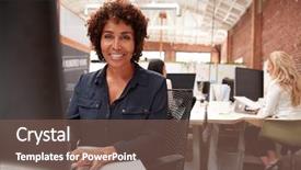  Presentation with customer service - Presentation theme with portrait of female customer services background and a tawny brown colored foreground