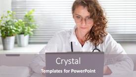  Presentation with telemedicine - Presentation theme featuring portrait-of-female-doctor-working background and a gray colored foreground