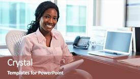  Presentation with doctor office - Theme featuring portrait of female doctor working background and a  colored foreground