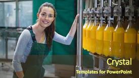  Presentation with production line - Amazing presentation theme having portrait of female factory worker backdrop and a tawny brown colored foreground