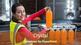  Presentation with hands holding be brave word - Slides enhanced with portrait of female factory worker background and a  colored foreground