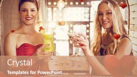  Presentation with cocktail bar - Colorful slide set enhanced with portrait of female friends holding glass of cocktail in bar against hearts backdrop and a coral colored foreground