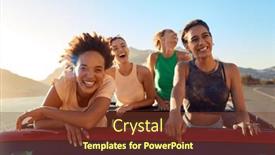  Presentation with roof - Slide deck enhanced with portrait-of-female-friends-standing background and a tawny brown colored foreground