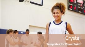  Presentation with basketball female - Colorful presentation enhanced with portrait of female high school backdrop and a coral colored foreground
