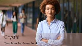  Presentation with high school - Theme with portrait-of-female-high-school background and a coral colored foreground