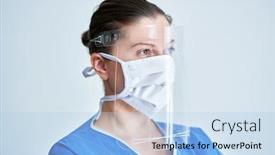  Presentation with medical face mask - Audience pleasing slide set consisting of portrait-of-female-medical-doctor backdrop and a light blue colored foreground