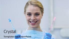  Presentation with mask nurse - Beautiful presentation theme featuring portrait of female nurse holding backdrop and a  colored foreground