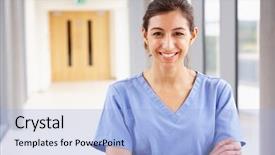 Presentation with icu nurse hospital patients - Presentation consisting of portrait of female nurse standing background and a light blue colored foreground