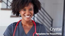  Presentation with scrubs - Theme having portrait of female nurse wearing background and a gray colored foreground