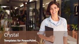  Presentation with plants - Beautiful PPT theme featuring portrait-of-female-owner backdrop and a tawny brown colored foreground