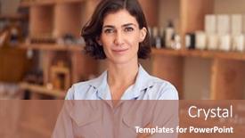  Presentation with cosmetics - Audience pleasing presentation theme consisting of portrait-of-female-owner backdrop and a coral colored foreground