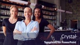  Presentation with bar - Slide set consisting of portrait-of-female-owner background and a wine colored foreground