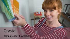  Presentation with color - Amazing PPT layouts having portrait of female painter matching backdrop and a  colored foreground