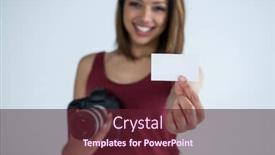  Presentation with female - PPT layouts enhanced with female photographer showing visiting card background and a tawny brown colored foreground