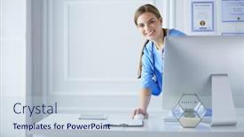  Presentation with physician - Slide deck enhanced with portrait-of-female-physician-using background and a lemonade colored foreground