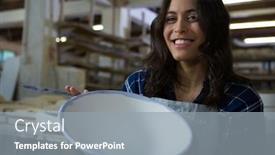  Presentation with bowl - PPT theme having portrait-of-female-potter-painting background and a gray colored foreground