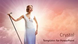  Presentation with singer - Cool new PPT theme with portrait of female rock singer with microphone backdrop and a coral colored foreground