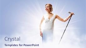  Presentation with singer - PPT layouts featuring portrait of female rock singer with microphone background and a sky blue colored foreground