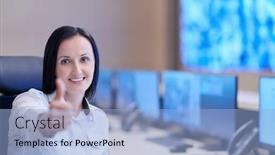  Presentation with female security - Slide set featuring portrait-of-female-security-operator background and a light blue colored foreground