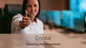  Presentation with female security - Presentation having portrait-of-female-security-operator background and a coral colored foreground