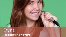  Presentation with singer - Presentation theme with portrait of female singer with microphone in hand background and a red colored foreground