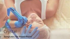  Presentation with fridge - Colorful PPT layouts enhanced with portrait-of-female-standing-near backdrop and a coral colored foreground