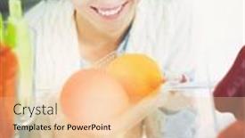  Presentation with healthy food - Slide deck consisting of portrait-of-female-standing-near background and a lemonade colored foreground