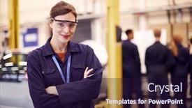  Presentation with female mechanic - Slides enhanced with portrait-of-female-student background and a wine colored foreground