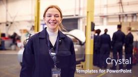  Presentation with female mechanic - Beautiful slides featuring portrait-of-female-student backdrop and a wine colored foreground