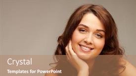  Presentation with feminine - Cool new slides with portrait of feminine woman touching her face and looking at camera backdrop and a coral colored foreground