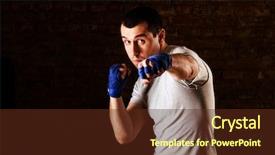  Presentation with boxing fight - Presentation theme enhanced with portrait of fighter in boxing background and a  colored foreground