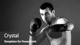  Presentation with boxing fight - Amazing presentation theme having portrait of fighter in boxing backdrop and a  colored foreground