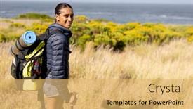  Presentation with walking nordic - Colorful slide deck enhanced with portrait-of-fit-african-american backdrop and a yellow colored foreground