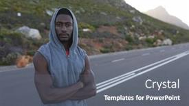  Presentation with coastal - Audience pleasing PPT layouts consisting of portrait-of-fit-african-american backdrop and a gray colored foreground