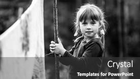  Presentation with year in review - Colorful theme enhanced with portrait-of-five-year-girl backdrop and a dark gray colored foreground