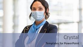  Presentation with terminal - Beautiful slide deck featuring portrait-of-flight-attendant-standing backdrop and a seafoam green colored foreground