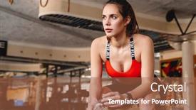  Presentation with bottle water - Theme enhanced with portrait-of-focused-beautiful-sportswoman background and a red colored foreground